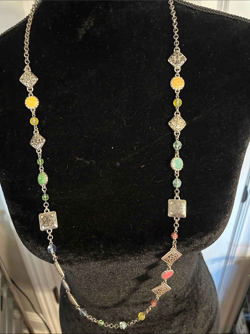 Brighton Multicolor Beaded Silver-Tone Long Necklace NWOT